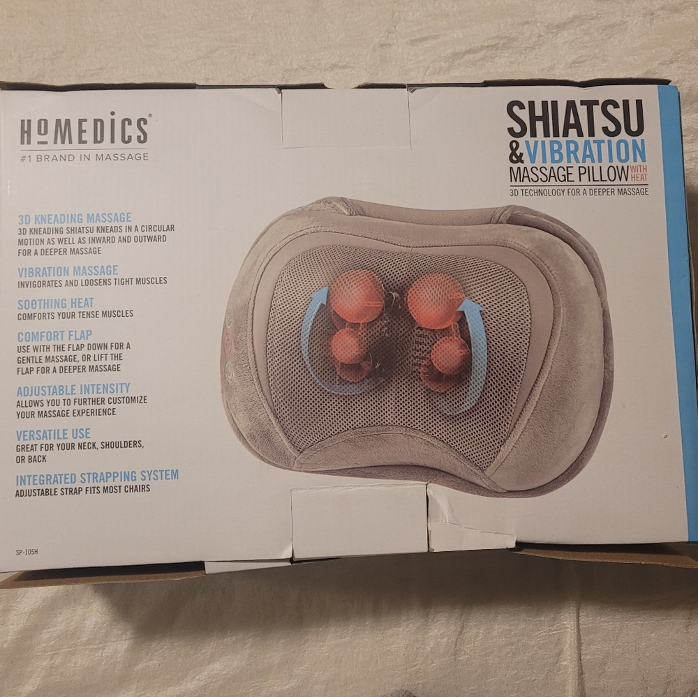 Homedics Shiatsu Vibration Massage Pillow with Heat.  New in Box